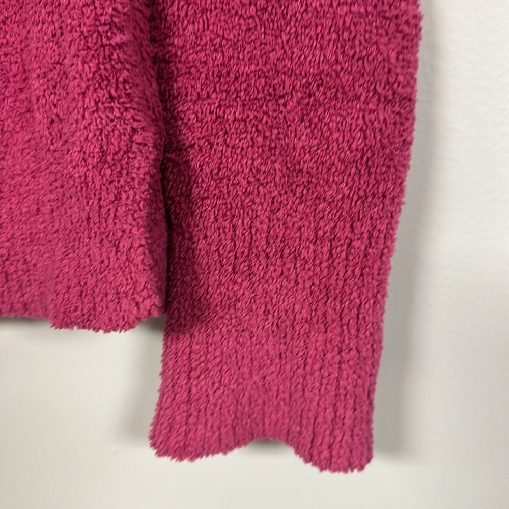 Super Soft & Snuggly Cable & gauge Fuchsia  Sweater, Oversized Crop Look,  M - Picture 6 of 7